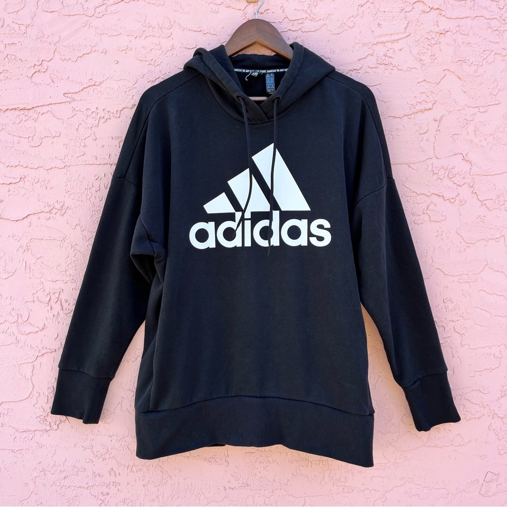 Adidas Graphic Hoodie Sweatshirt Black Adult Size XL